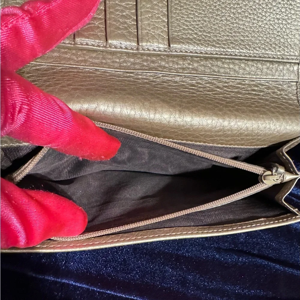 Gucci Platinum Metallic Leather Continental Wallet Authentic Made in Italy - Picture 8 of 9